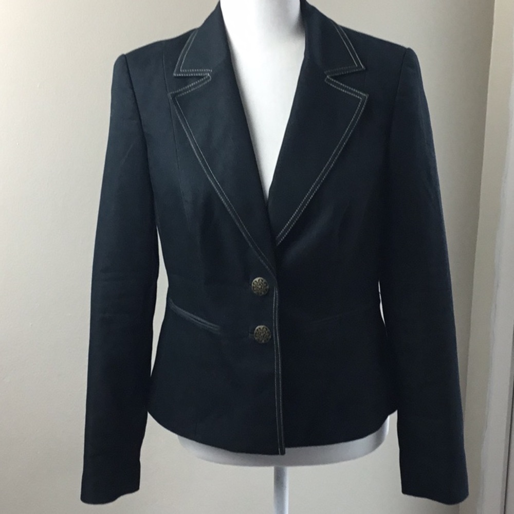 Black Cotton Blend Blazer